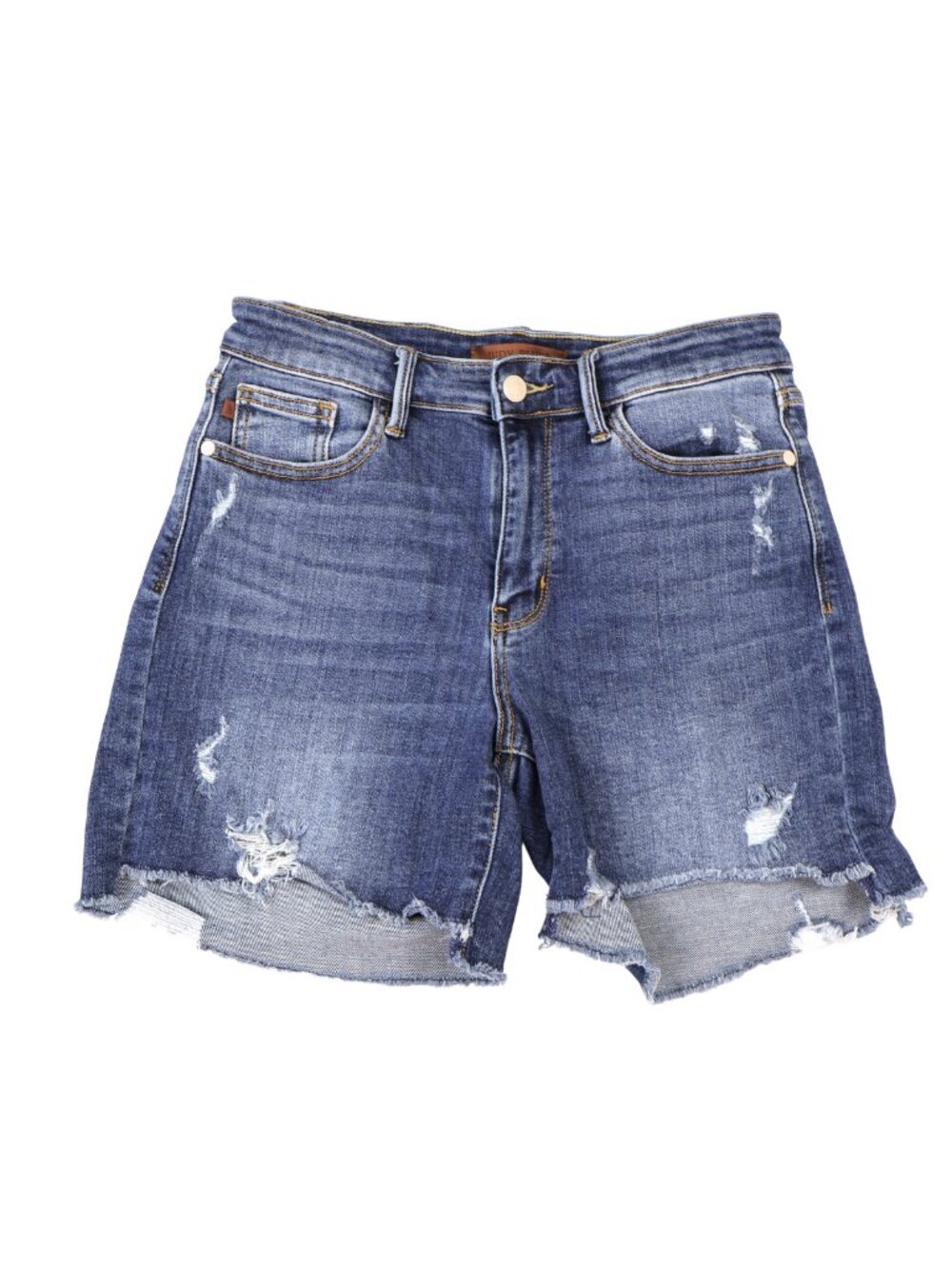 Judy Blue Distressed Denim Shorts Raw Hem Stretch Size Medium